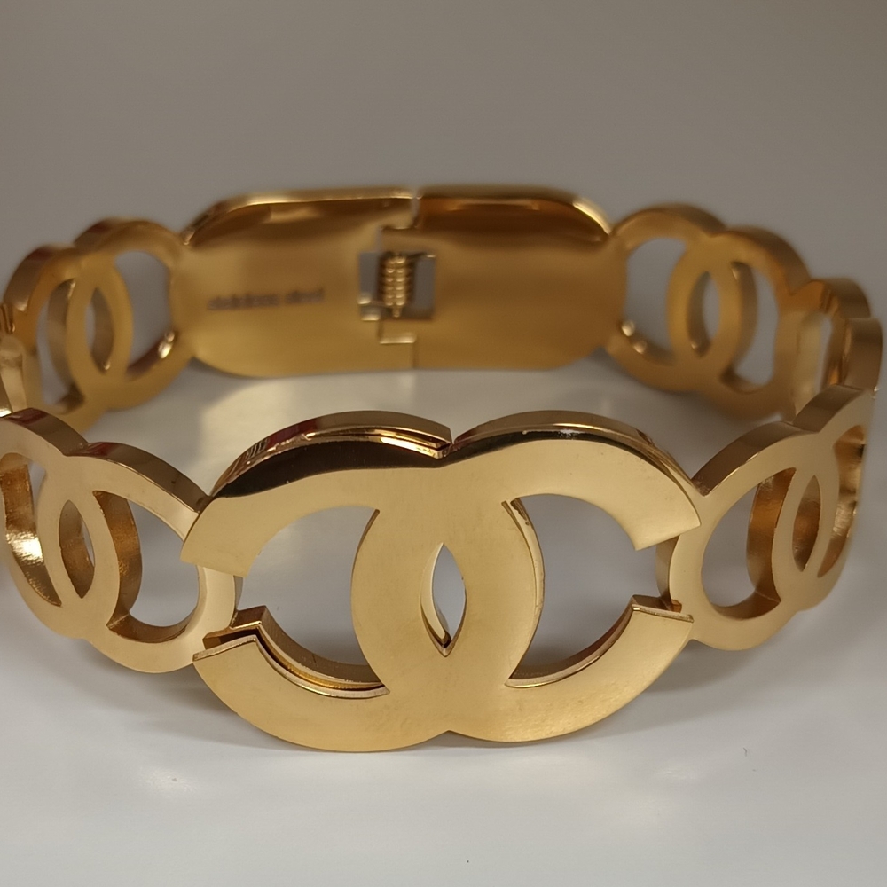 CC Gold Logo Cut-Out Bangle Bracelet